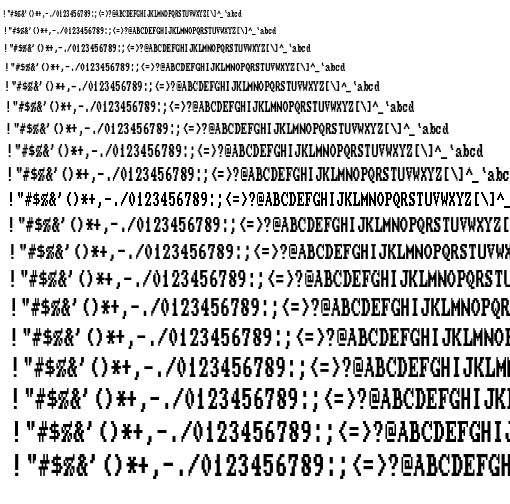 Specimen for Mx437 IBM Conv-2y Regular (Hiragana script).