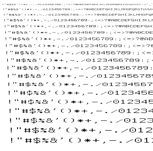 Specimen for Mx437 IBM DOS ISO9-2x Regular (Hiragana script).