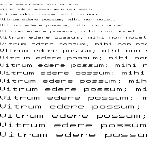 Specimen for Mx437 IBM DOS ISO9-2x Regular (Latin script).