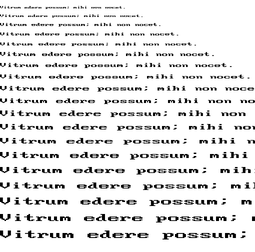 Specimen for Mx437 IBM EGA 8x14-2x Regular (Latin script).