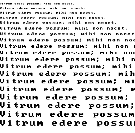 Specimen for Mx437 IBM EGA 9x8 Regular (Latin script).
