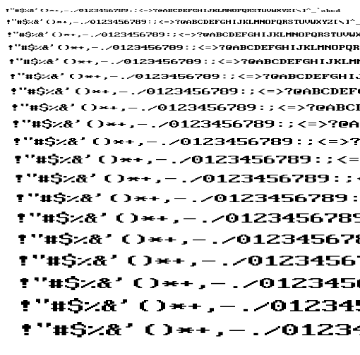 Specimen for Mx437 IBM VGA 8x16-2x Regular (Hiragana script).