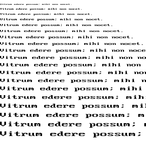 Specimen for Mx437 IBM VGA 8x16-2x Regular (Latin script).