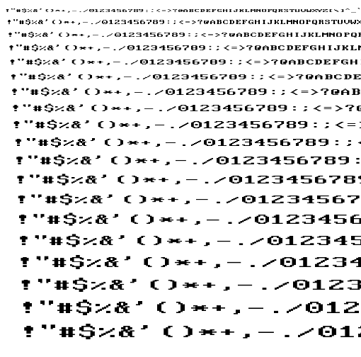 Specimen for Mx437 IBM VGA 9x16-2x Regular (Hiragana script).