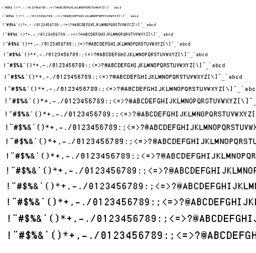 Specimen for Mx437 IBM XGA-AI 12x23 Regular (Hiragana script).