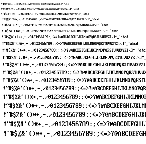 Specimen for Mx437 IGS VGA 8x16 Regular (Hiragana script).