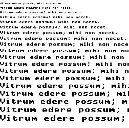 Specimen for Mx437 ITT Xtra Regular (Latin script).