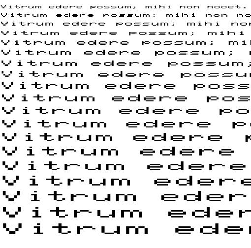 Specimen for Mx437 NEC MultiSpeed-2x Regular (Latin script).