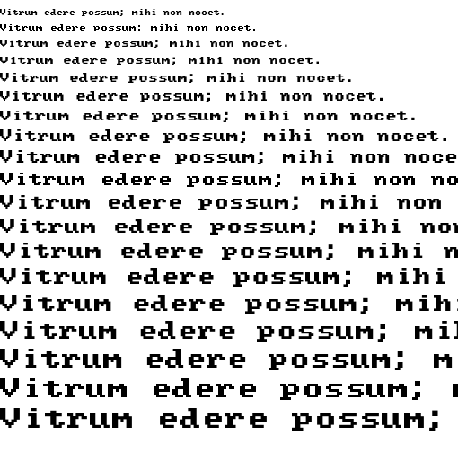 Specimen for Mx437 Nix8810 M35 Regular (Latin script).