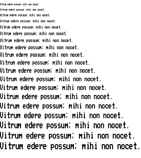 Specimen for Mx437 PhoenixEGA 8x8-2y Regular (Latin script).