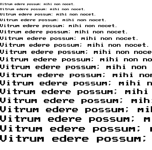 Specimen for Mx437 PhoenixVGA 8x8 Regular (Latin script).