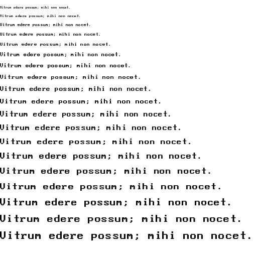 Specimen for Mx437 PhoenixVGA 9x14 Regular (Latin script).