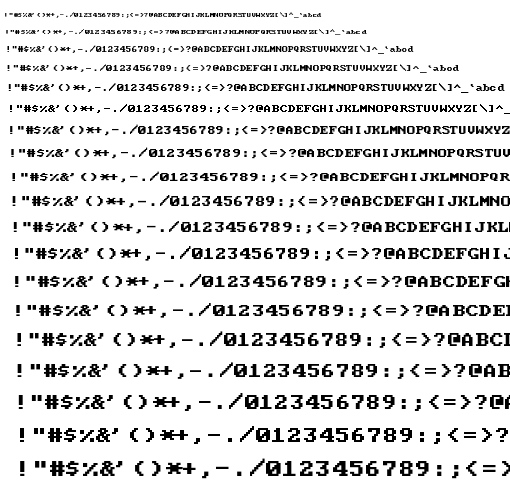 Specimen for Mx437 RM Nimbus Regular (Hiragana script).