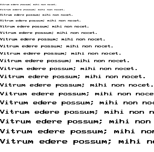 Specimen for Mx437 Rainbow100 re.66 Regular (Latin script).