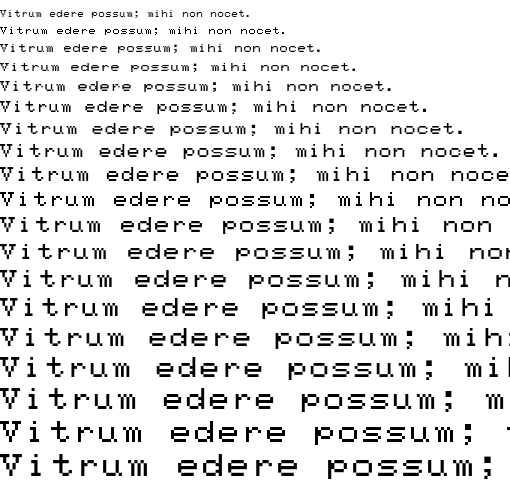 Specimen for Mx437 SanyoMBC16 Regular (Latin script).