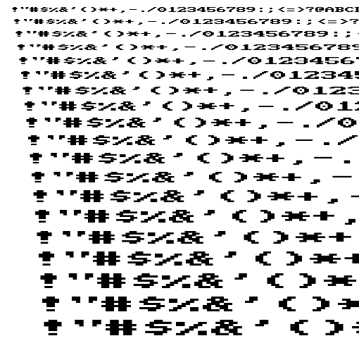 Specimen for Mx437 Tandy1K-II 200L-2x Regular (Hiragana script).