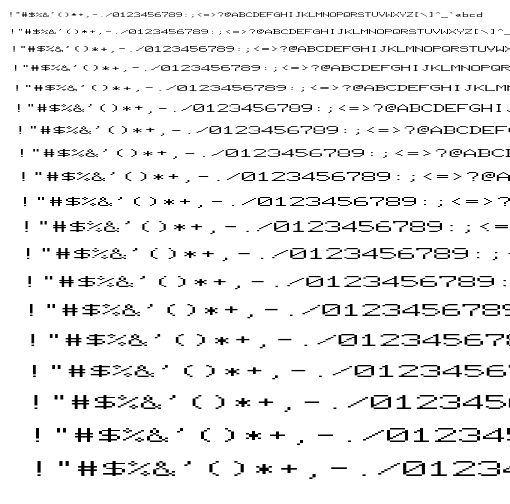 Specimen for Mx437 Tandy2K-2x Regular (Hiragana script).