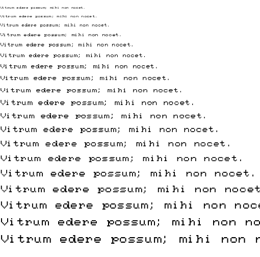 Specimen for Mx437 TelePC Regular (Latin script).