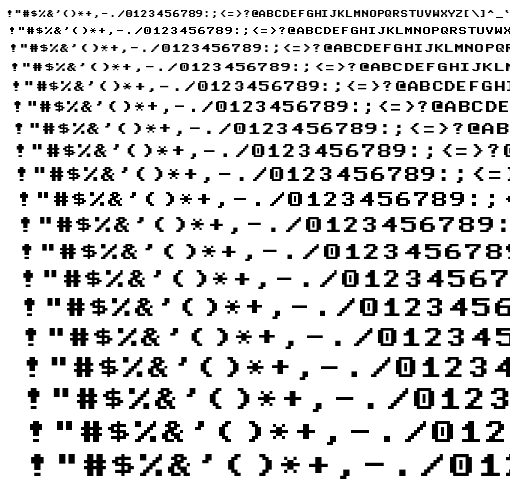 Specimen for Mx437 ToshibaSat 9x8 Regular (Hiragana script).