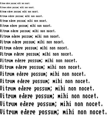 Specimen for Mx437 ToshibaT300 8x8-2y Regular (Latin script).