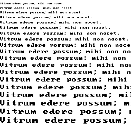 Specimen for Mx437 Trident 8x8 Regular (Latin script).