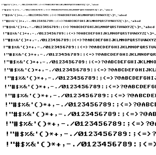 Specimen for Mx437 Wang Pro Color Regular (Hiragana script).