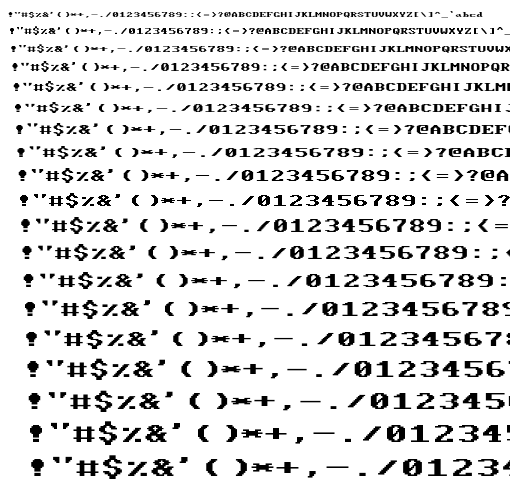 Specimen for Mx437 Wyse700a Regular (Hiragana script).