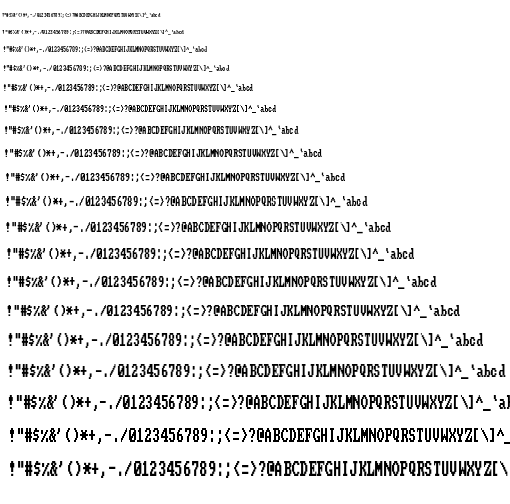 Specimen for Mx437 Zenith Z-100 Alt Regular (Hiragana script).