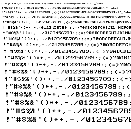 Specimen for MxPlus HP 100LX 10x11 Regular (Hiragana script).