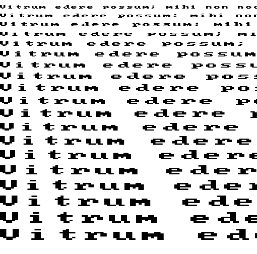 Specimen for MxPlus IBM VGA 9x8-2x Regular (Latin script).