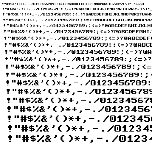 Specimen for MxPlus ToshibaSat 8x8 Regular (Hiragana script).