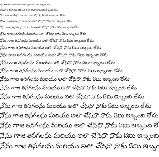 Specimen for NTR Regular (Telugu script).