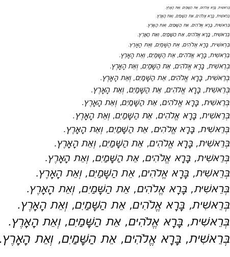 Specimen for Nachlieli CLM LightOblique (Hebrew script).