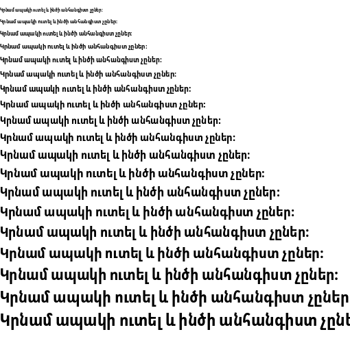 Specimen for Noto Sans Armenian Condensed Bold (Armenian script).