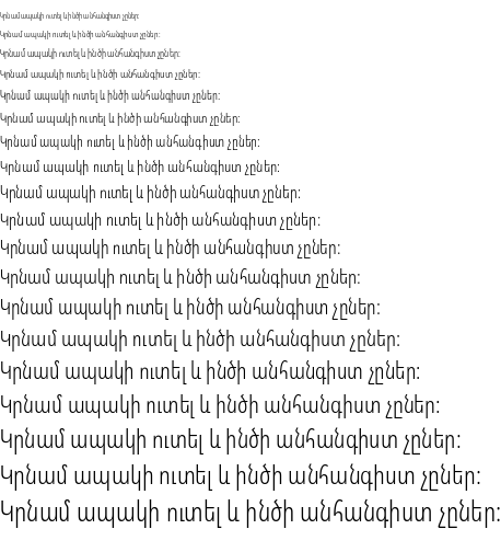 Specimen for Noto Sans Armenian Condensed Light (Armenian script).