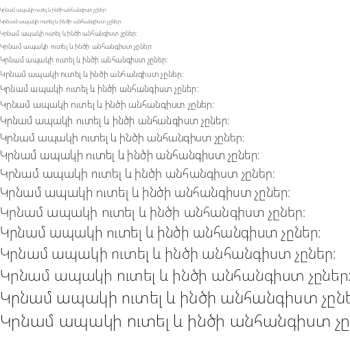 Specimen for Noto Sans Armenian ExtraLight (Armenian script).