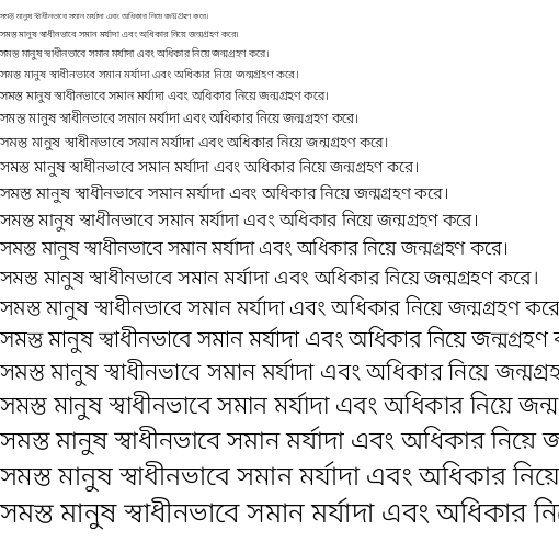 Specimen for Noto Sans Bengali Light (Bengali script).