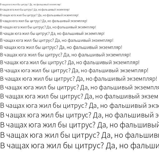 Specimen for Noto Sans CJK JP Light (Cyrillic script).