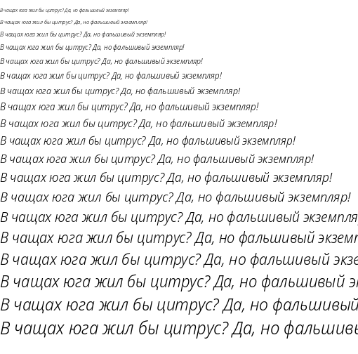 Specimen for Noto Sans Display Light Italic (Cyrillic script).