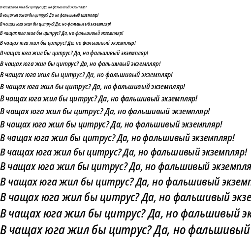 Specimen for Noto Sans Display SemiCondensed Medium Italic (Cyrillic script).