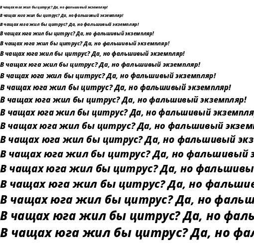 Specimen for Noto Sans ExtraBold Italic (Cyrillic script).