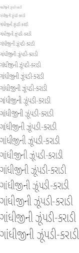 Specimen for Noto Sans Gujarati UI Condensed Thin (Gujarati script).