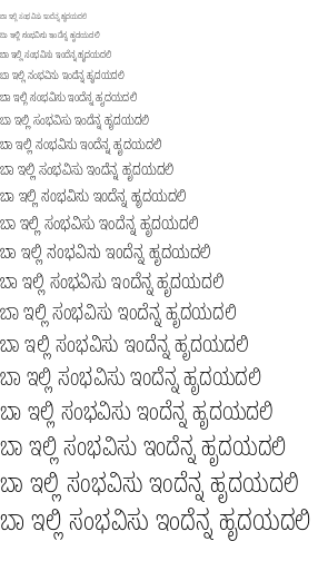 Specimen for Noto Sans Kannada ExtraCondensed ExtraLight (Kannada script).