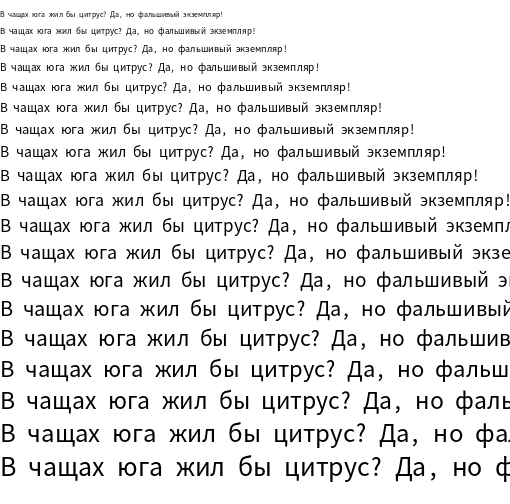 Specimen for Noto Sans Mono CJK HK Regular (Cyrillic script).
