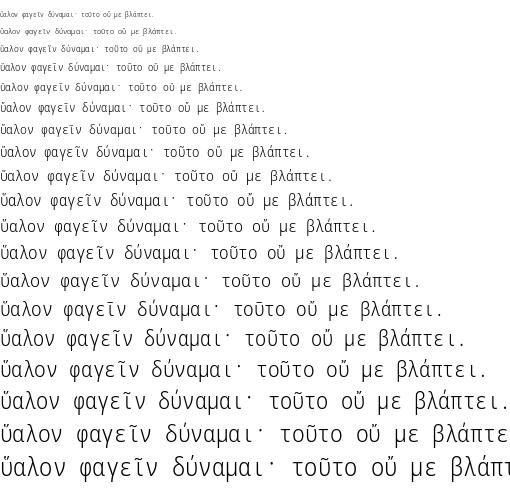 Specimen for Noto Sans Mono Condensed Light (Greek script).