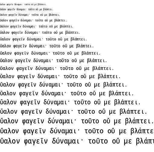 Specimen for Noto Sans Mono Condensed Medium (Greek script).