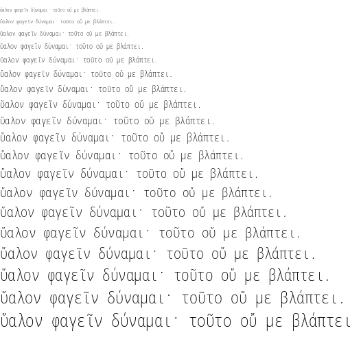 Specimen for Noto Sans Mono ExtraCondensed ExtraLight (Greek script).