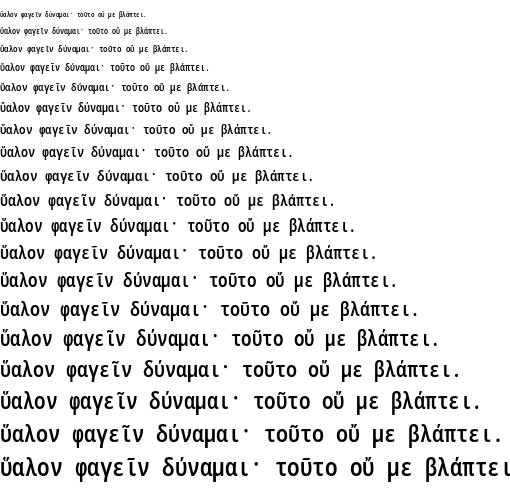 Specimen for Noto Sans Mono ExtraCondensed SemiBold (Greek script).