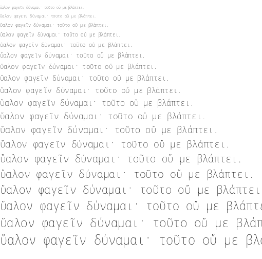 Specimen for Noto Sans Mono SemiCondensed Thin (Greek script).