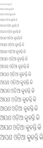 Specimen for Noto Sans Oriya ExtraCondensed Thin (Oriya script).